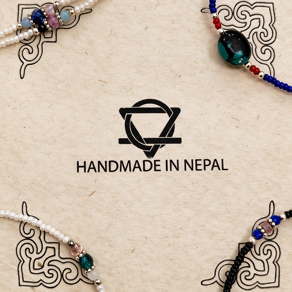 Collier double népalais fin - Onyx noir & perles facettées