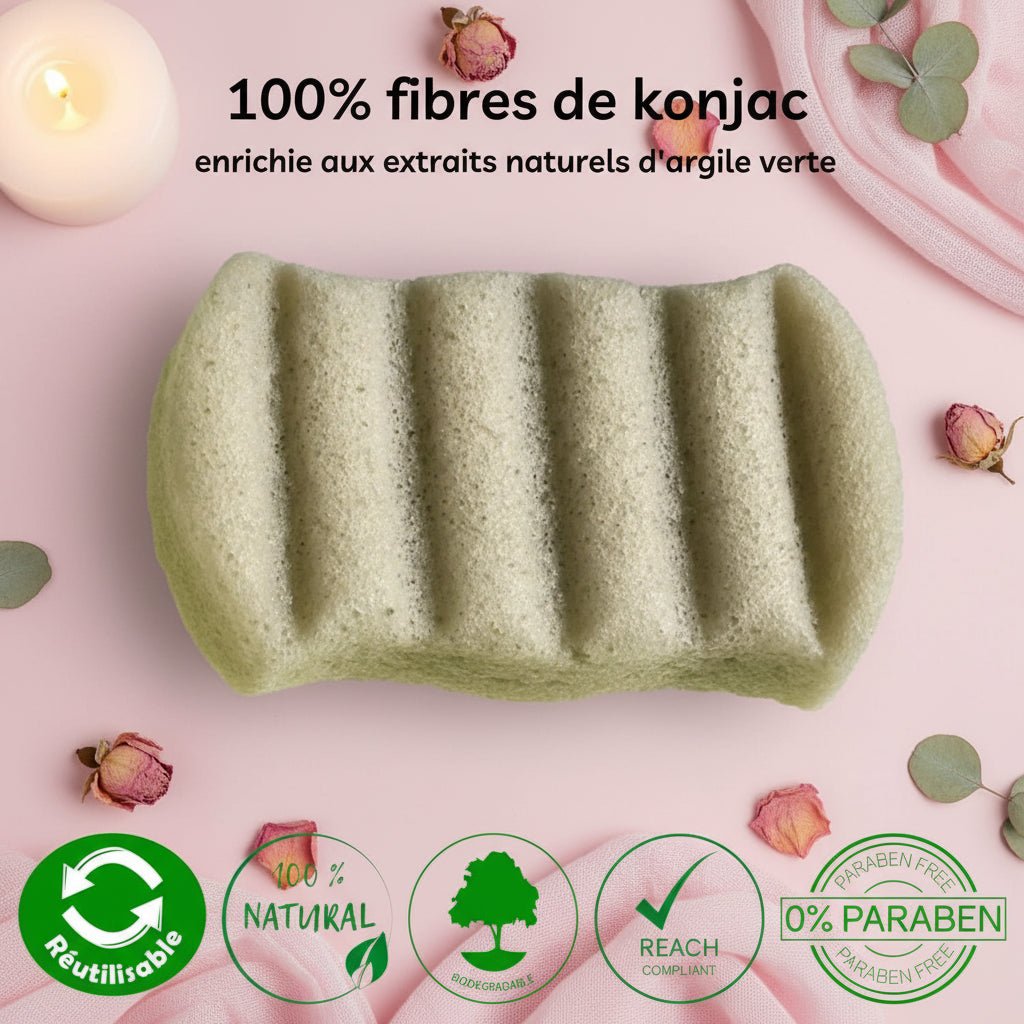 Éponge konjac pour corps 100 % naturelle