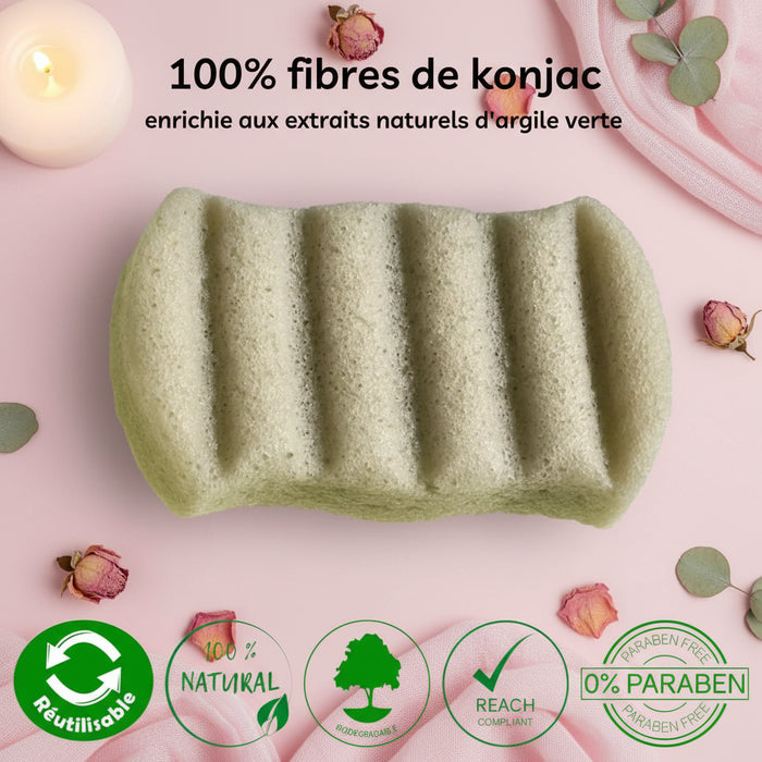 Éponge konjac pour corps 100 % naturelle