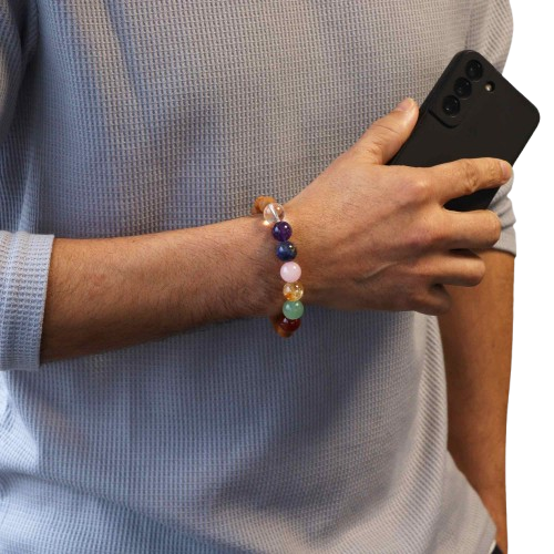 Bracelet d'harmonisation des 7 chakras en Bois de cèdre pour homme