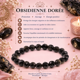 Bracelet Obsidienne dorée – Perles facettées - 8 mm