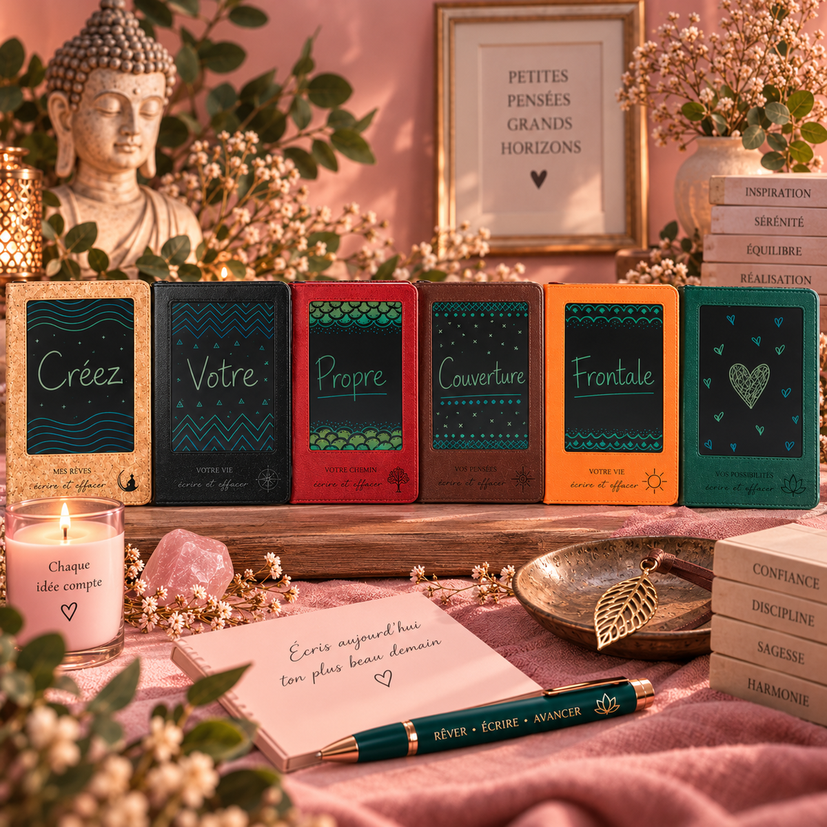 Carnet d’Intentions – Effet Cuir avec Écran LCD Réutilisable (plusieurs couleurs)