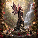 Reine de l'ombre - Fée gothique de puissance & de renaissance (16,5x14,5x32 cm)