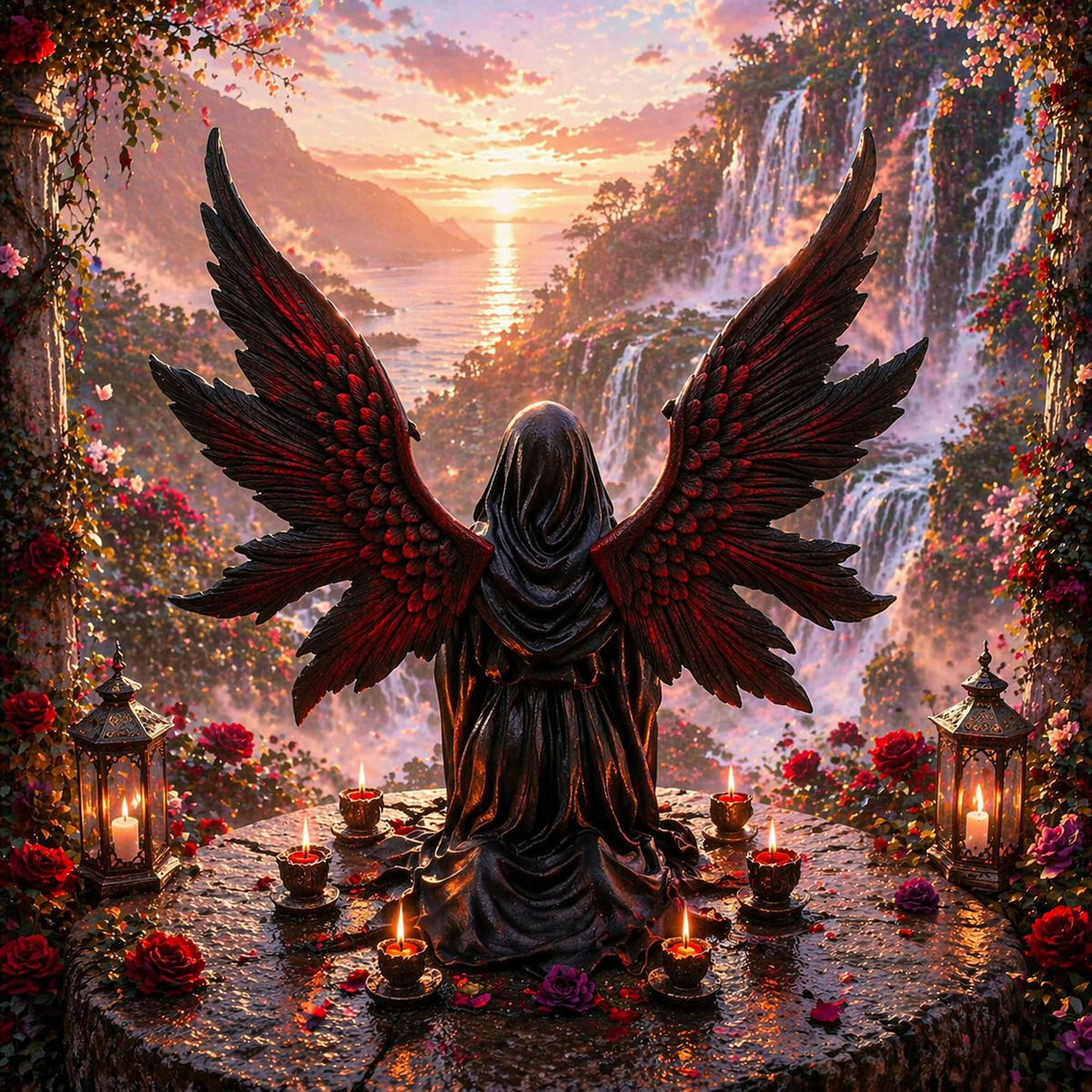 Oracle de l'ombre - Ange noir de clairvoyance & de protection (23x16,5x24 cm)
