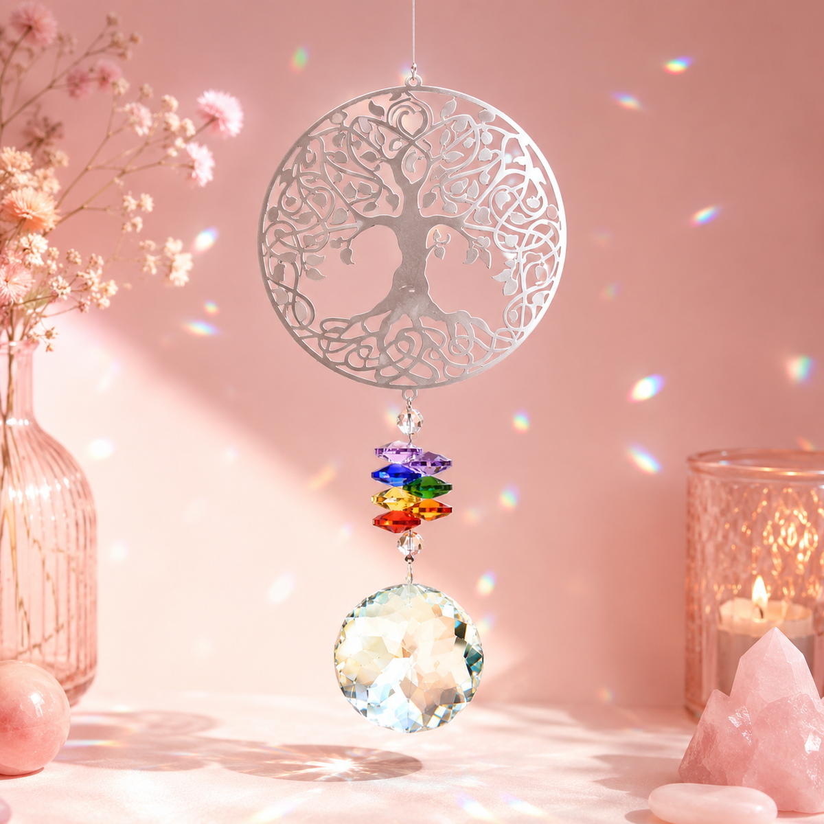 Attrape-soleil en cristal Arbre de vie - Lumière, harmonie & sérénité