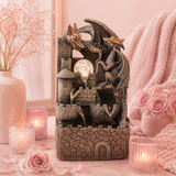 Fontaine de table Feng shui - Dragons, boule de cristal & roue à eau - 35 cm