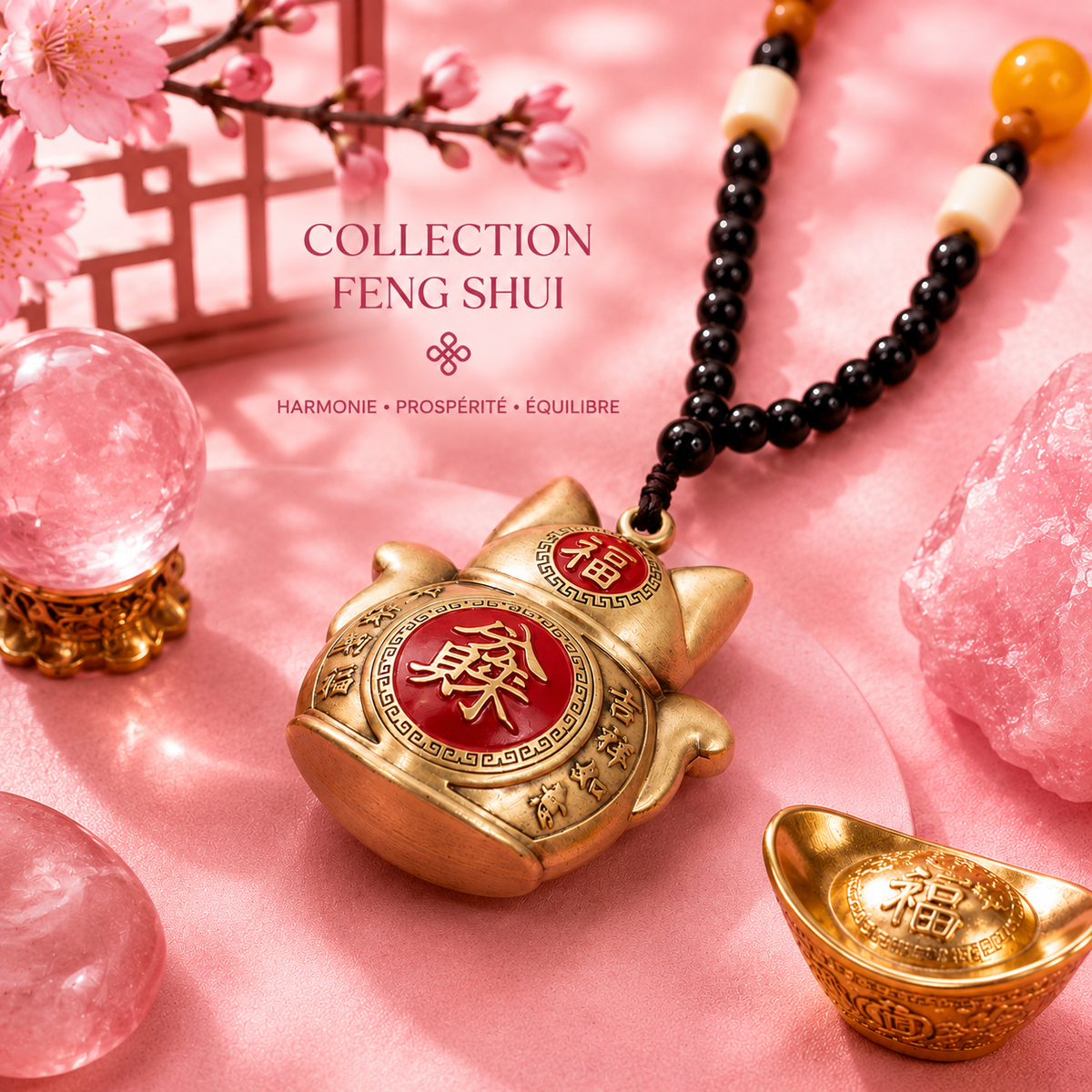 Suspension Feng shui – Chat porte-bonheur