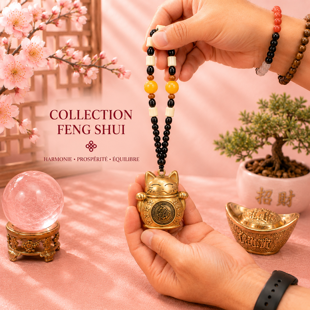 Suspension Feng shui – Chat porte-bonheur