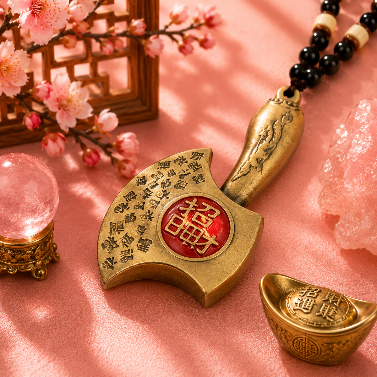 Suspension Feng shui – Hache chassant les obstacles