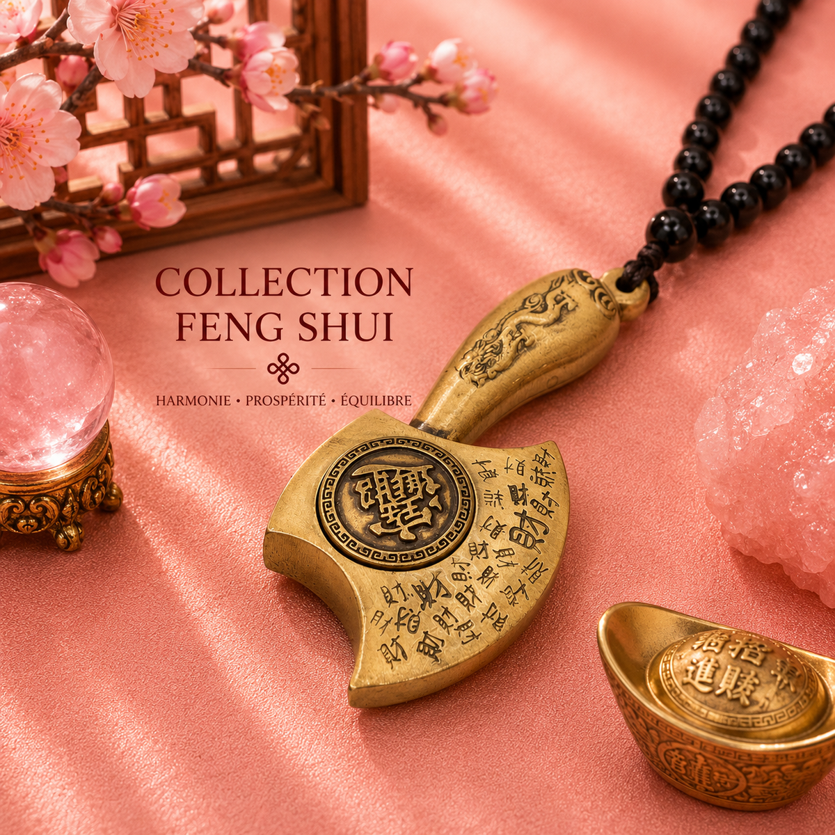 Suspension Feng shui – Hache chassant les obstacles