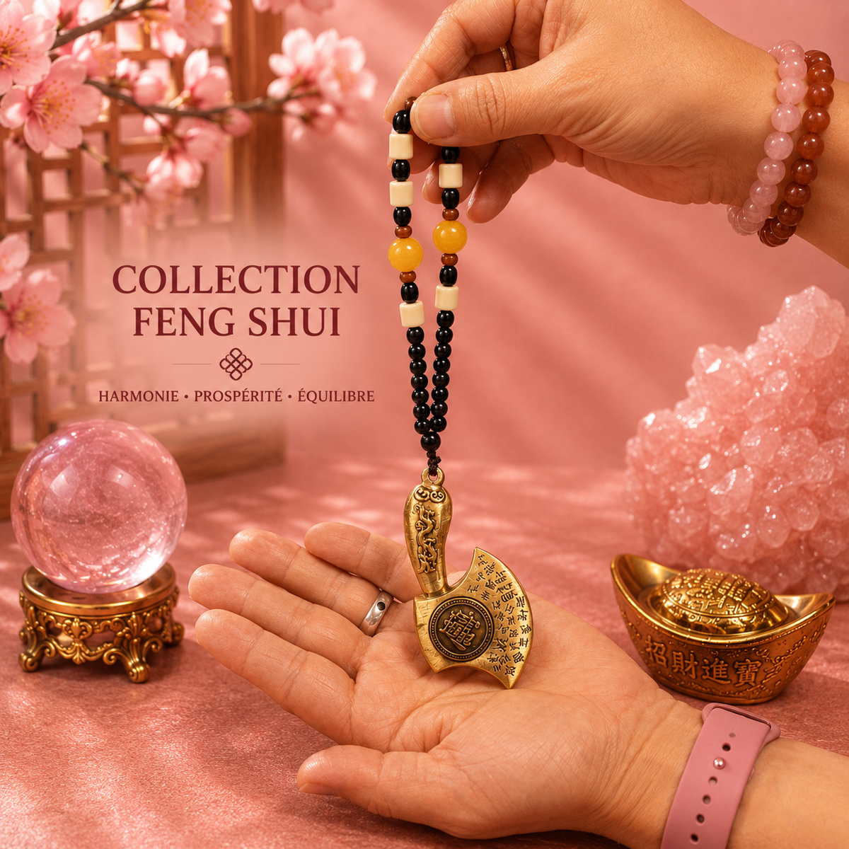 Suspension Feng shui – Hache chassant les obstacles