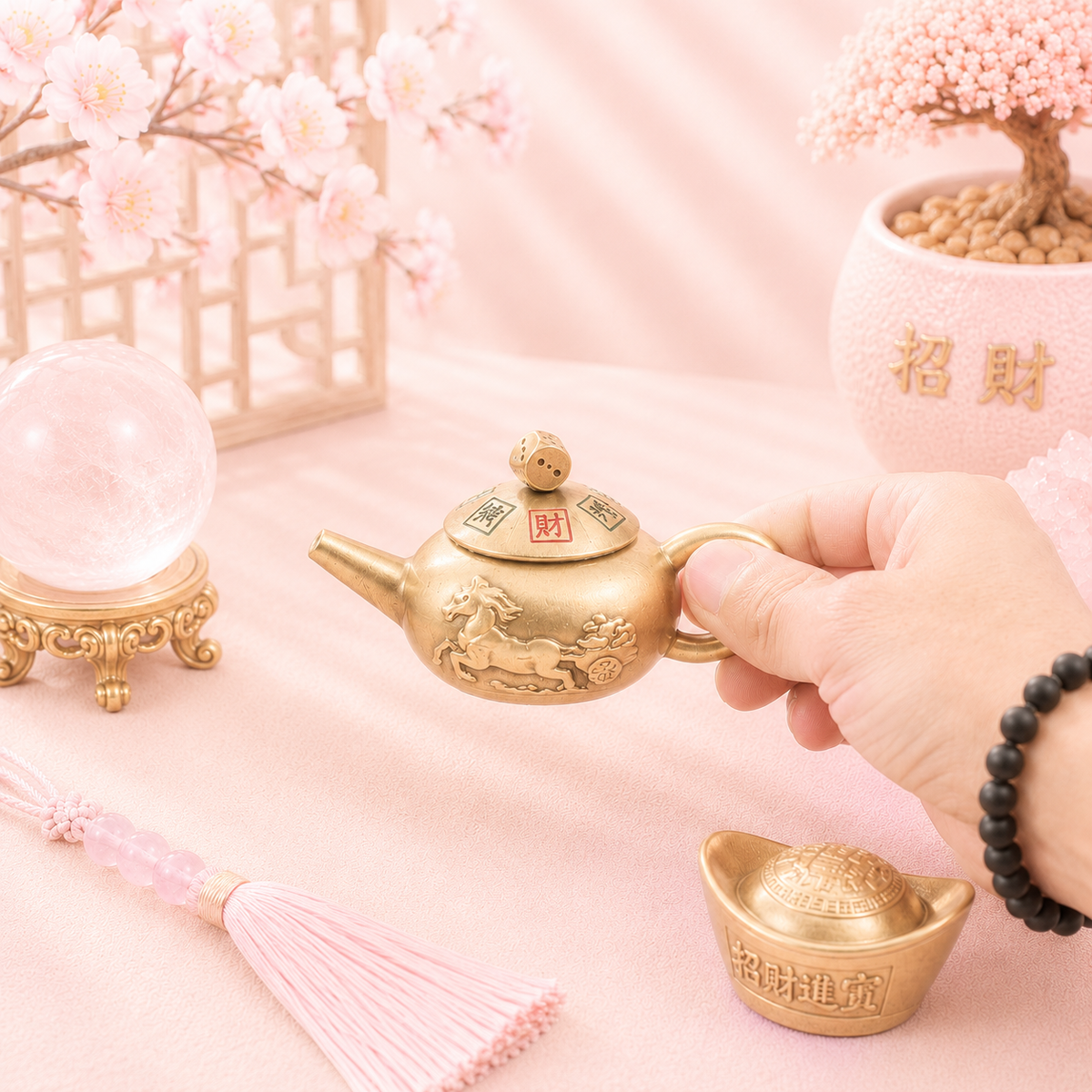 Feng Shui Fortune - Théière porte-bonheur avec rotation de dés