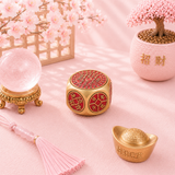 Feng Shui Fortune - Calendrier rouge et dés à pièces - Sélecteur de date propice