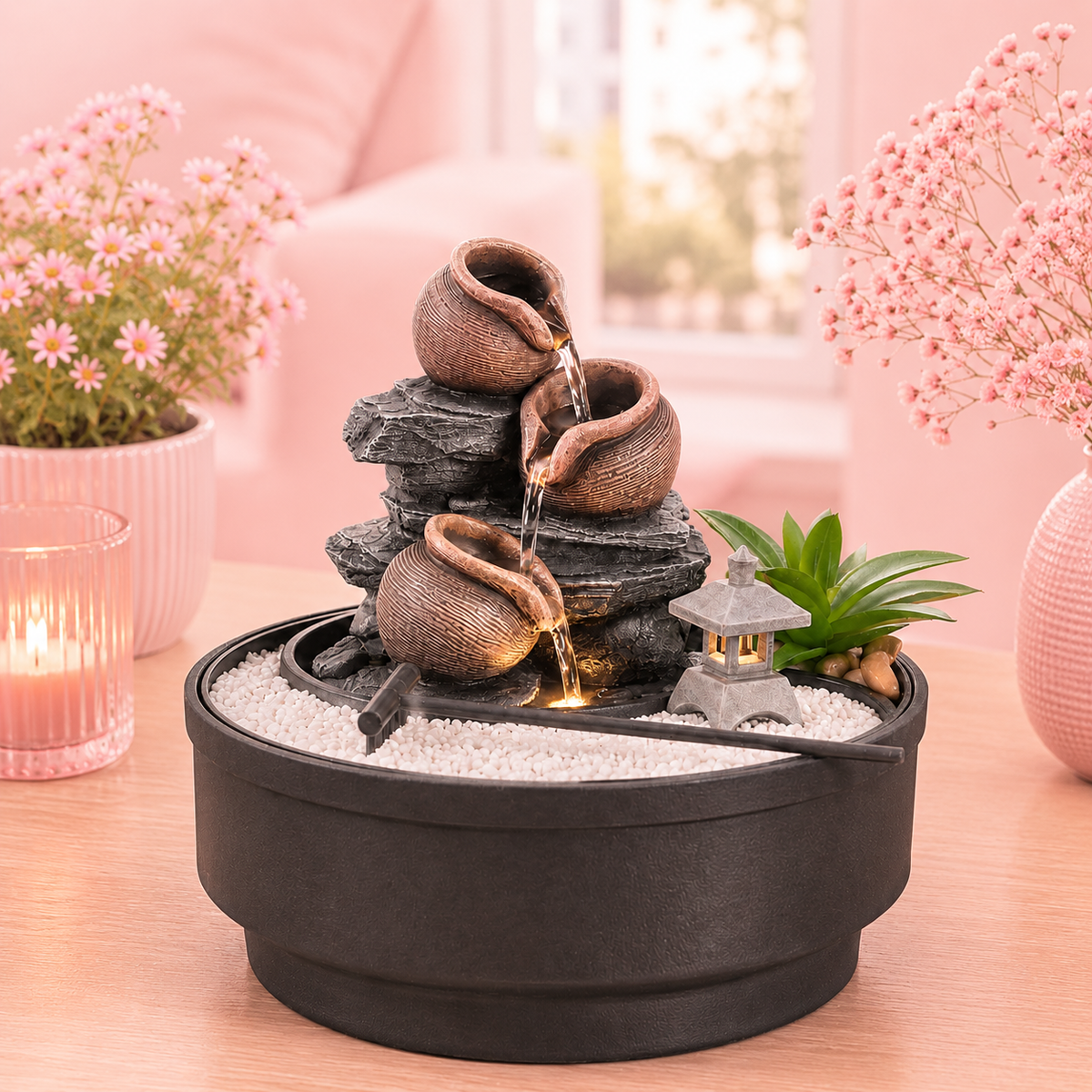 Jardin Zen & Fontaine d'intérieur – Oasis (21 cm)