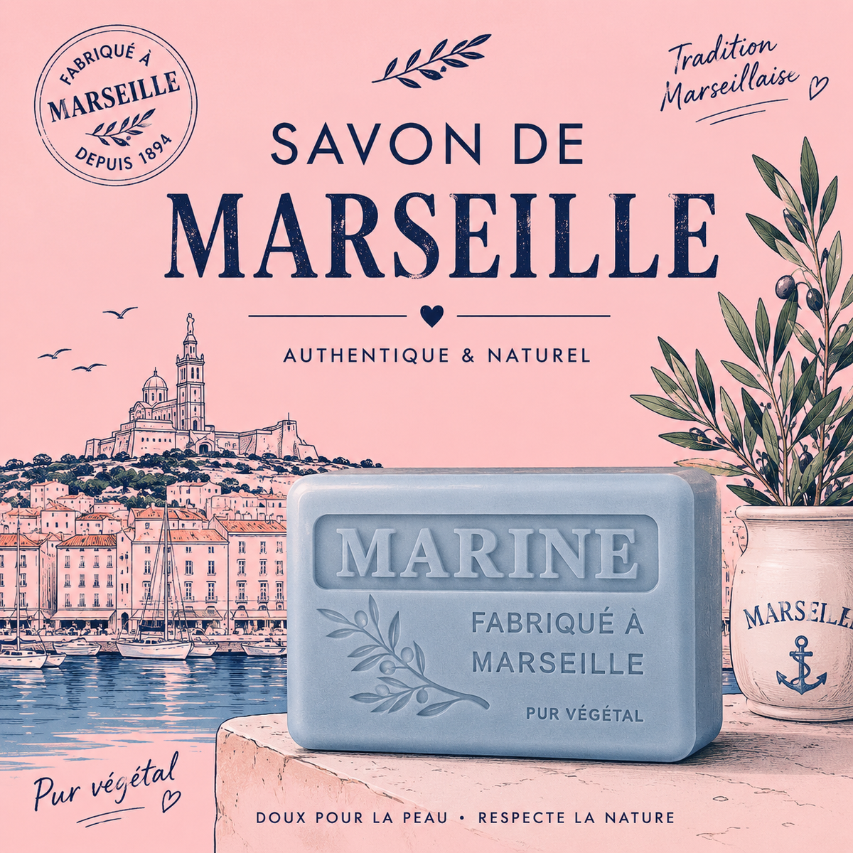 Savons de Provence BIO - MARINE - 100 g
