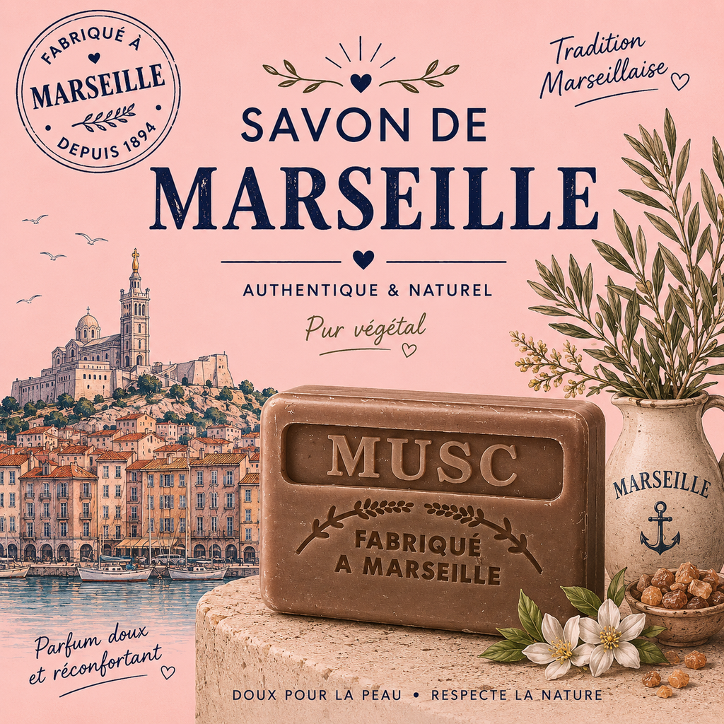 Savonnette marseillaise - MUSC - Peaux sèches et fragiles - 125 g