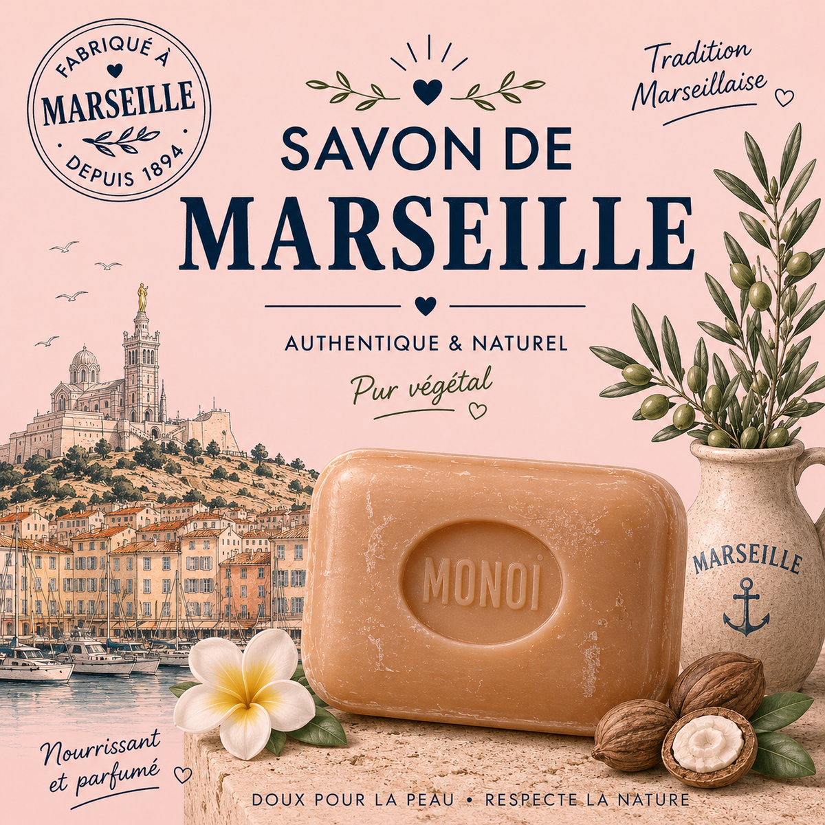 Savon de marseille au monoi