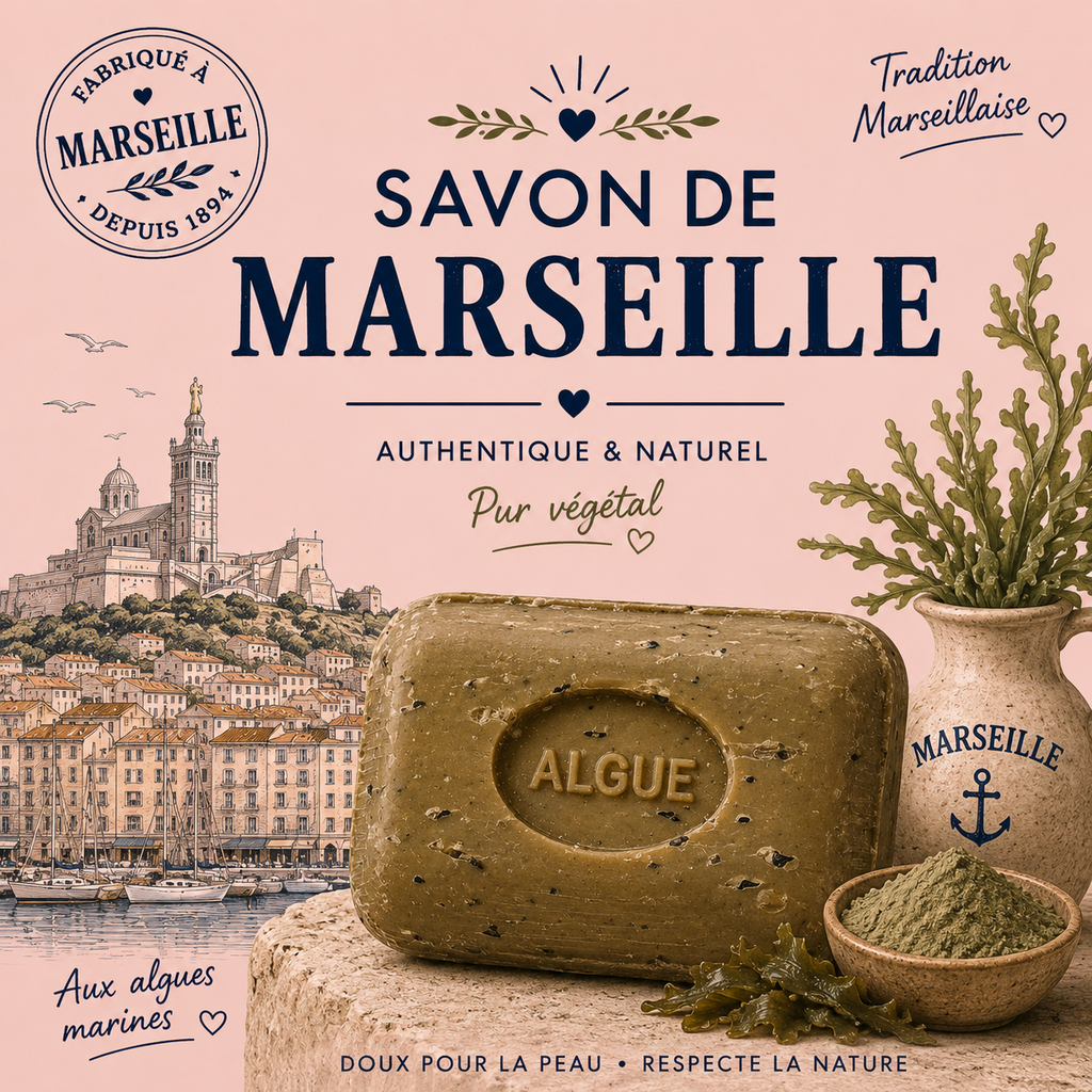 Savon parfumé Marseille aux ALGUES & ARGILE - 100 g
