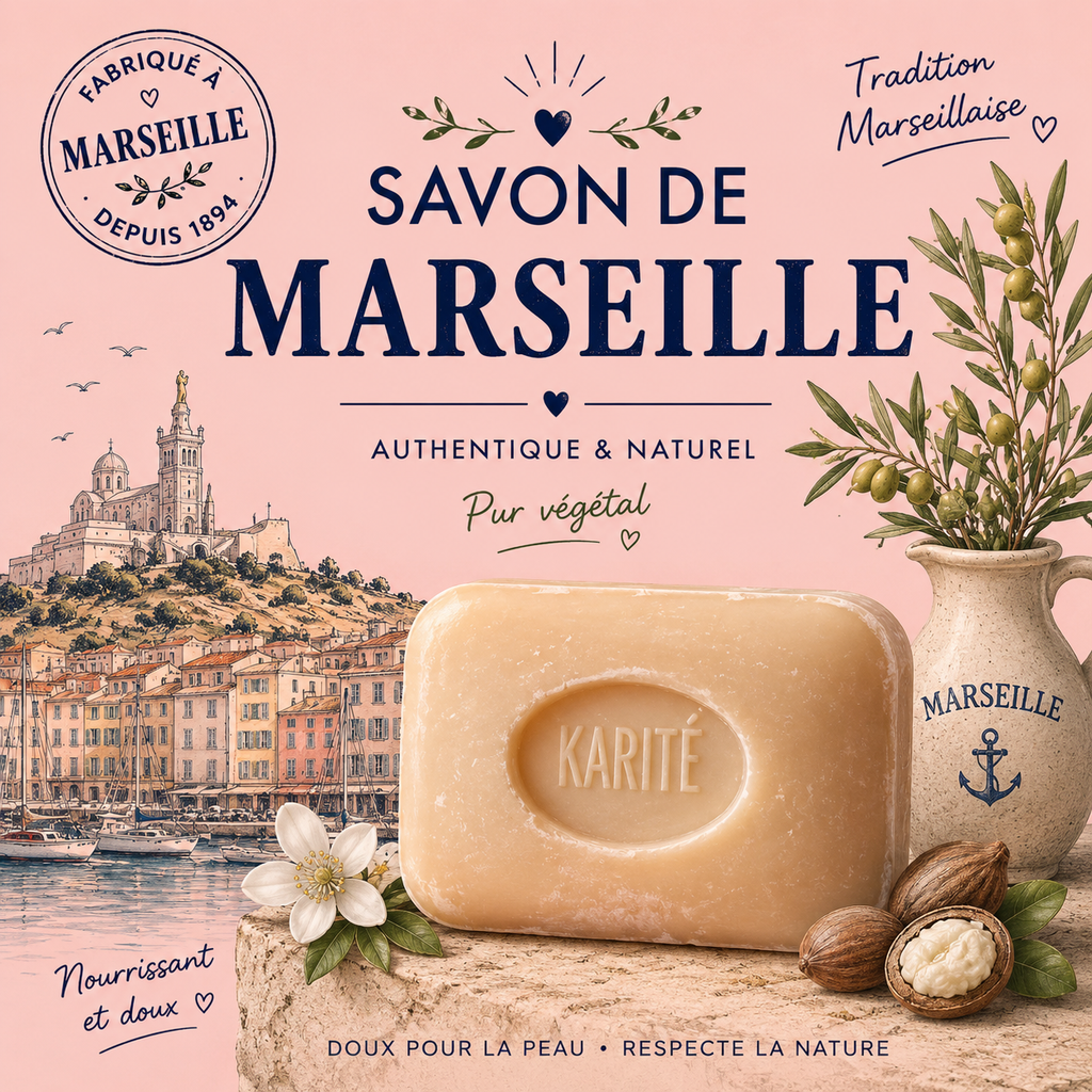 Savon parfumé Marseille au BEURRE DE KARITÉ - 100 g