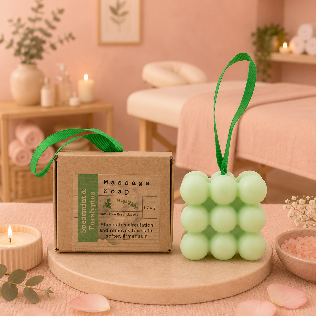 Savon de massage - MENTHE VERTE & EUCALYPTUS - 170 g