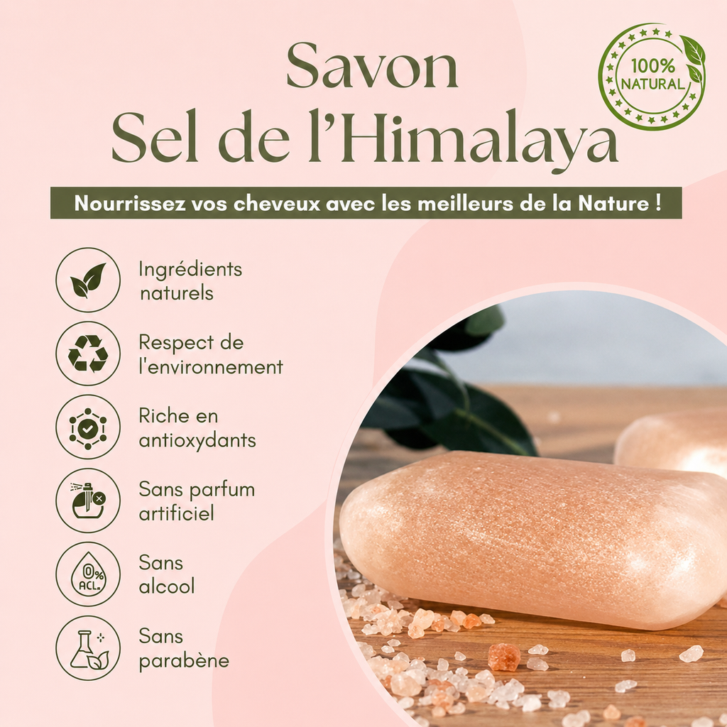 Savon artisanal 100 % naturel au sel de l'Himalaya