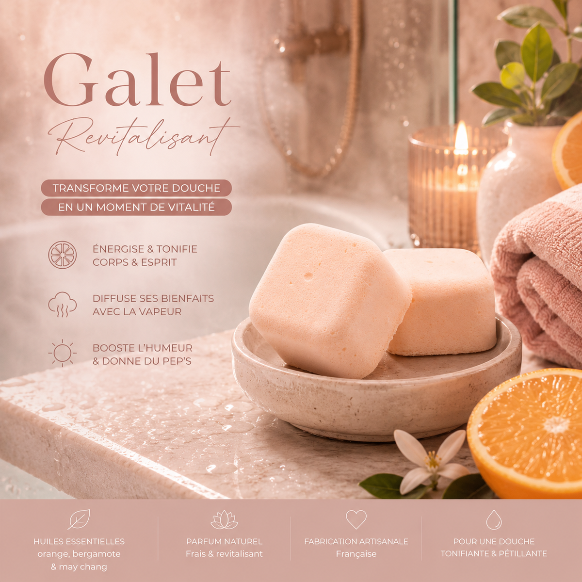 Galet de douche aromathérapie - Revitalisant