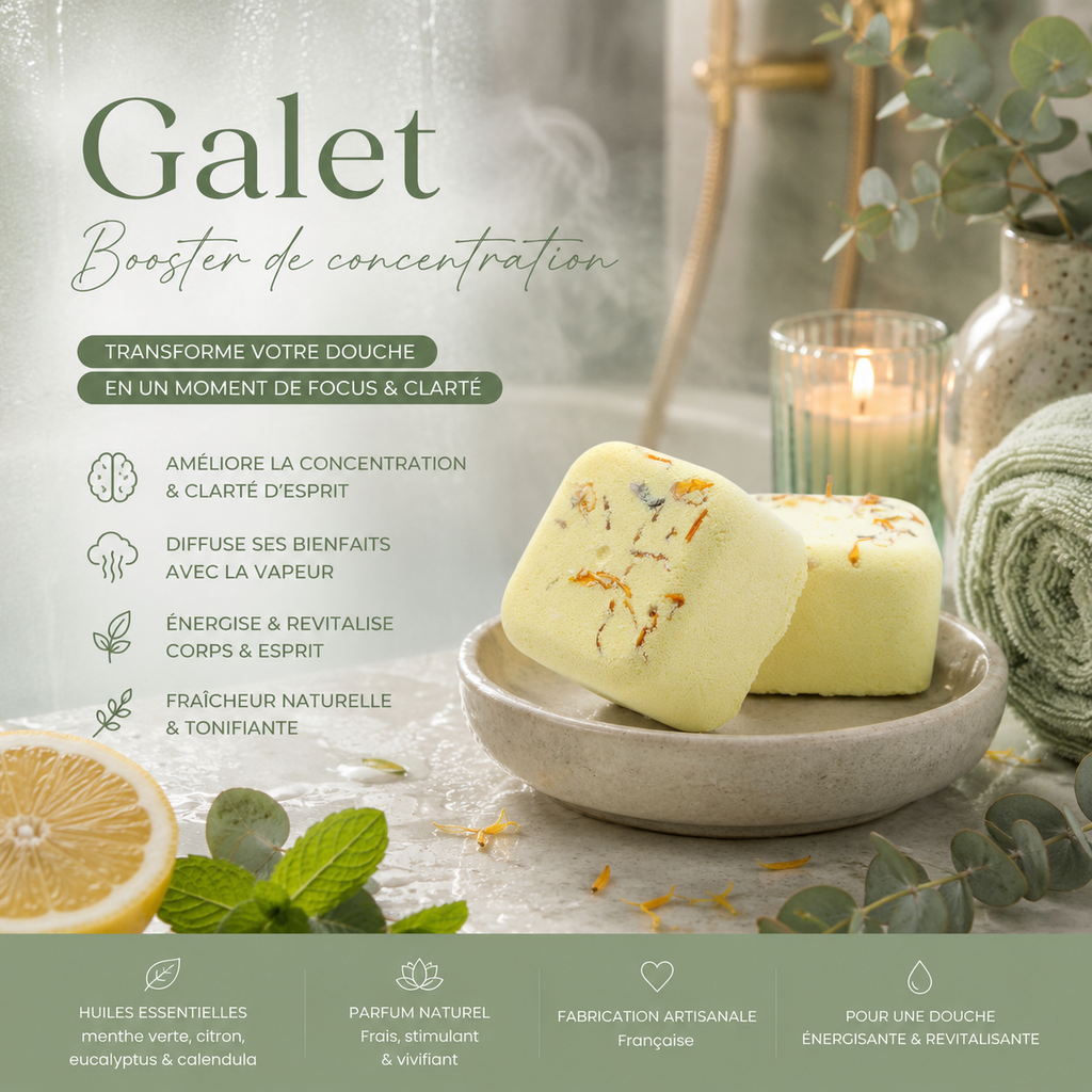 Galet de douche aromathérapie - Booster de concentration