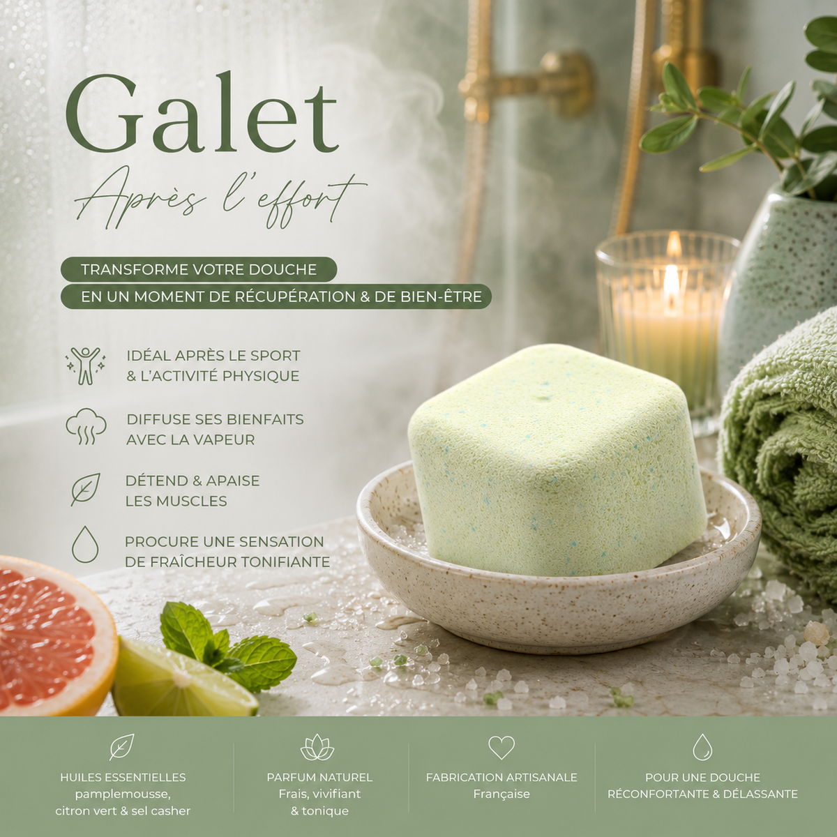 Galet de douche aromathérapie - Après l'effort
