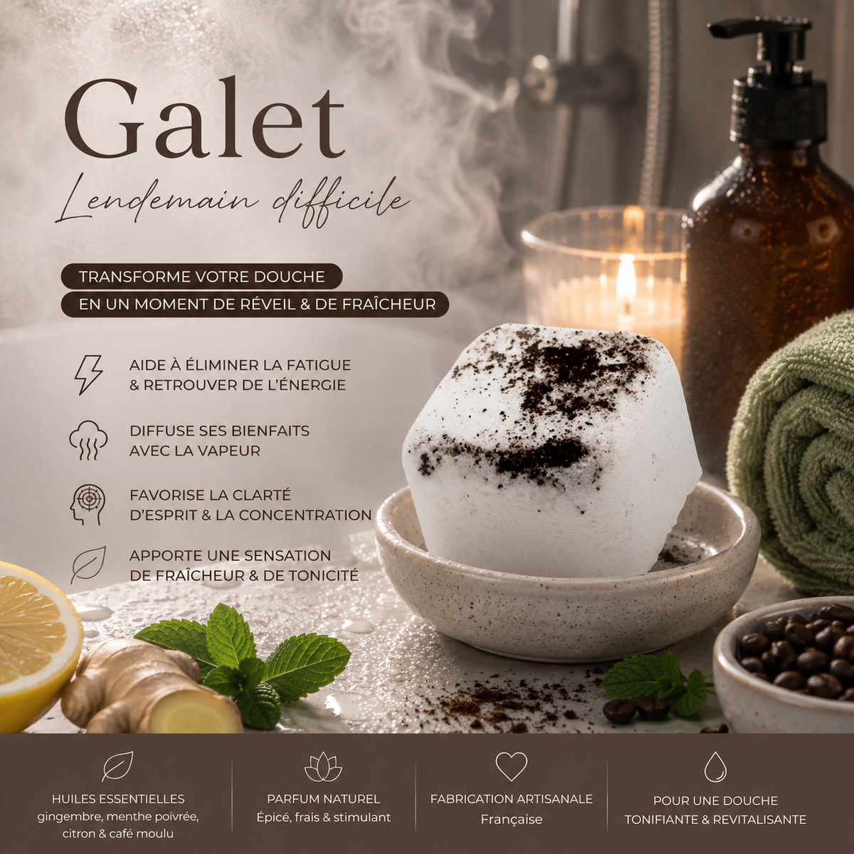 Galet de douche aromathérapie - Lendemain difficile