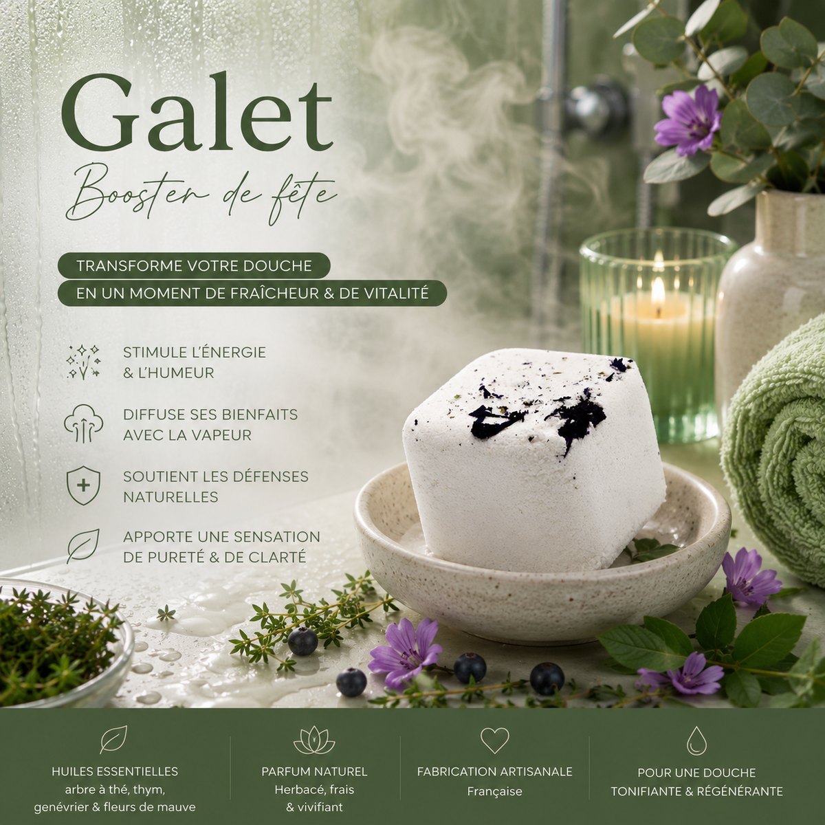 Galet de douche aromathérapie - Booster de fête