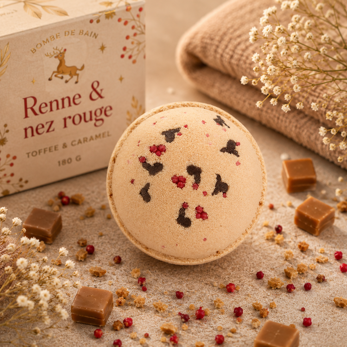 Bombe de bain Renne & nez rouge - Toffee & Caramel