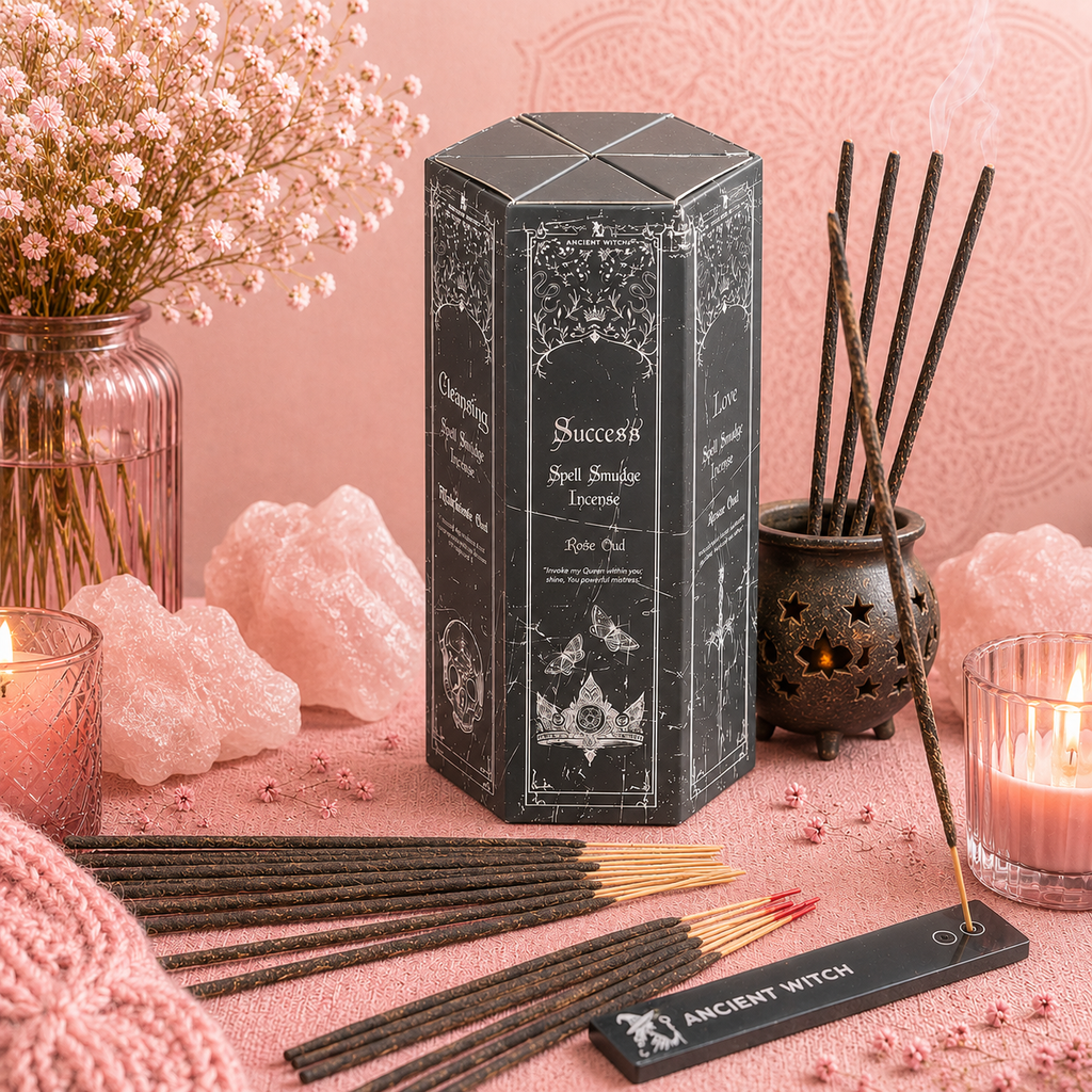 Coffret d'encens en forme de pyramide - Lot de 5 parfums et sorts de sorcière anciens