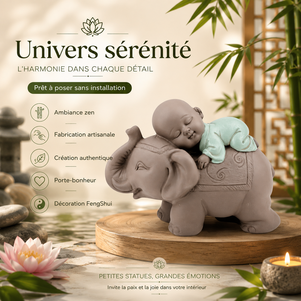 Statuette Bébé Bonze éléphant (13x6x9,5 cm)
