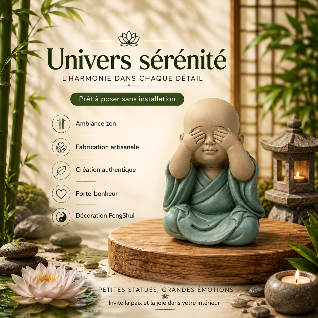 Statuette Bonze de la sagesse : Ne rien voir (9x7x10,5 cm)