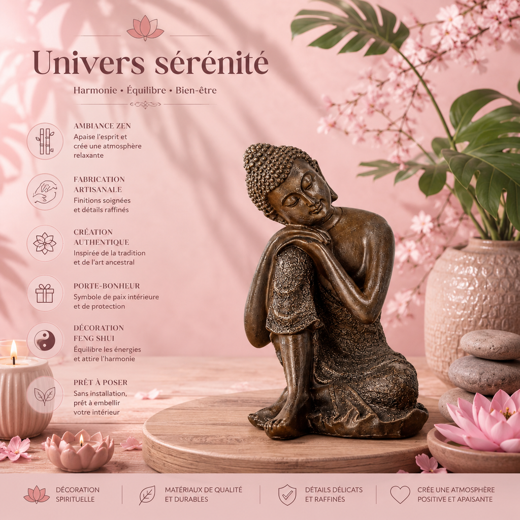Statuette Bouddha Thai penseur (8x13x18 cm)