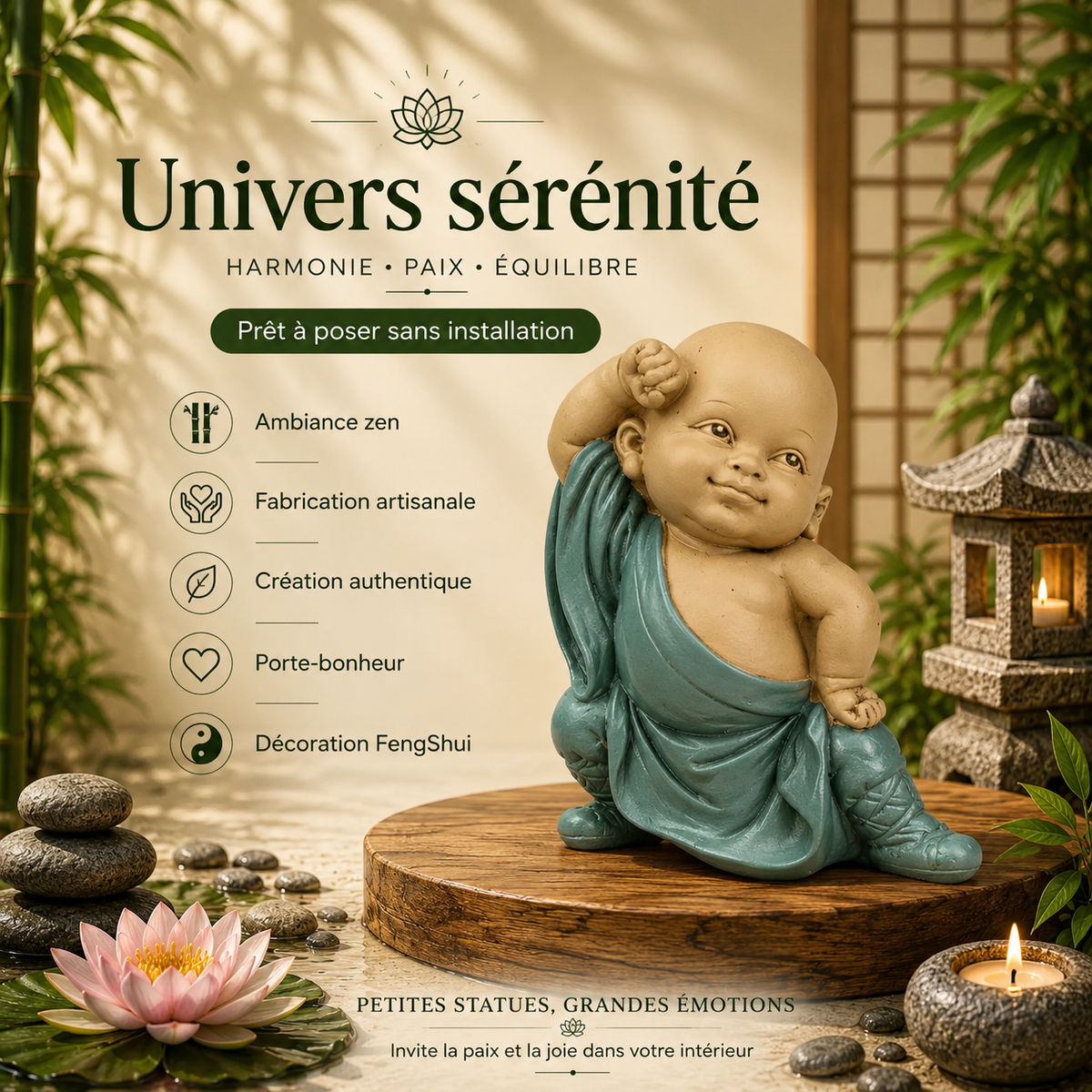 Statuette Bonze Gongfu 2 (8x5,5x12,7 cm)