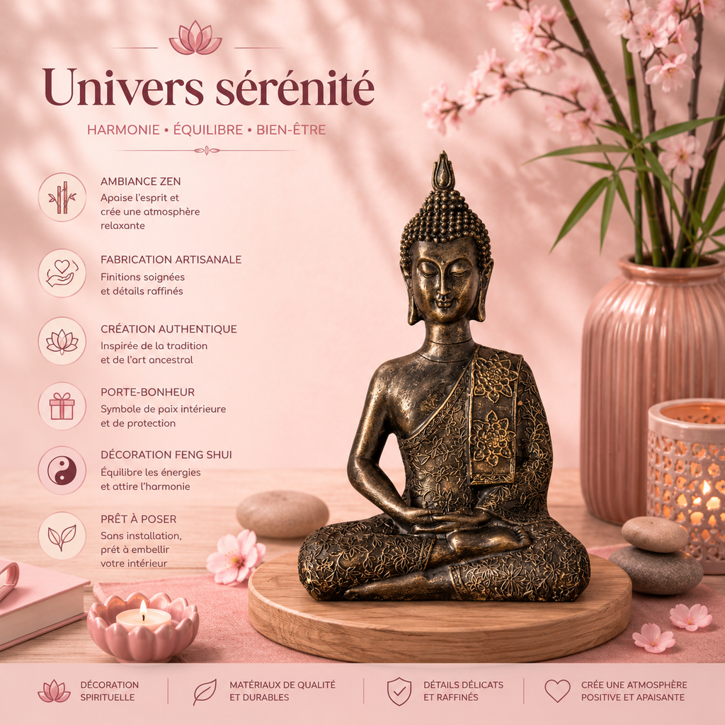 Statuette Bouddha Thai (13x7x21 cm)