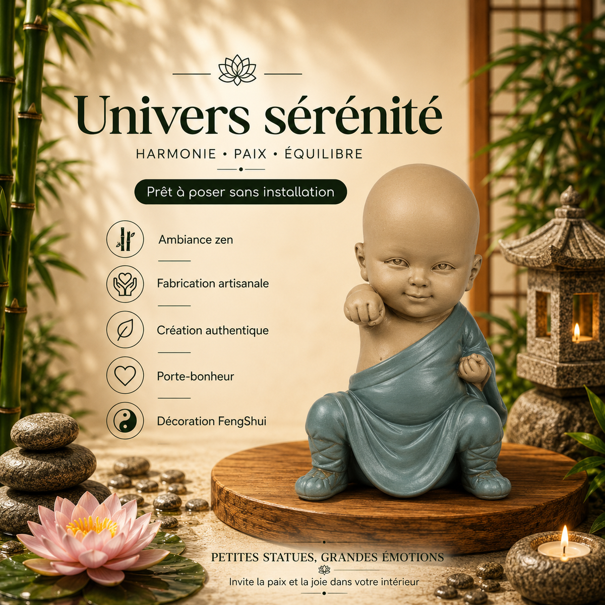 Statuette Bonze Gongfu 3 (8x5,5x12,7 cm)