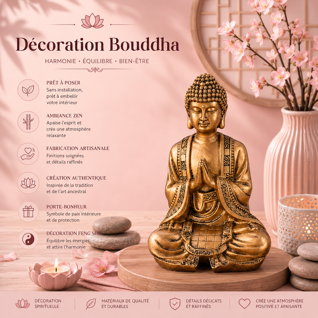 Statuette Bouddha dorée méditation 3 (10x5x12 cm)