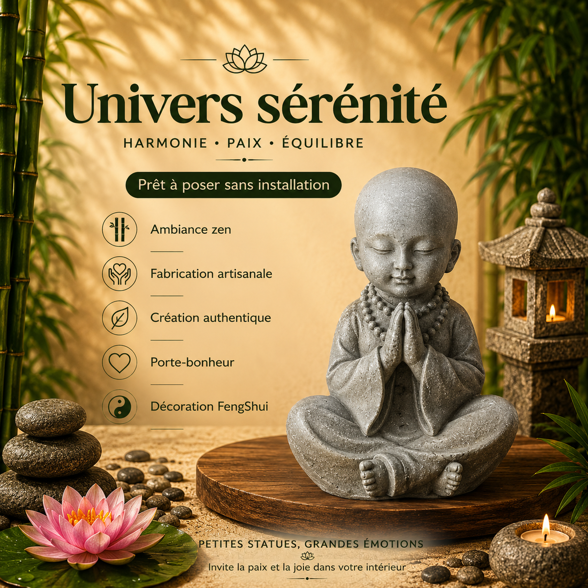 Statuette Bonze grise (8x6x12 cm)