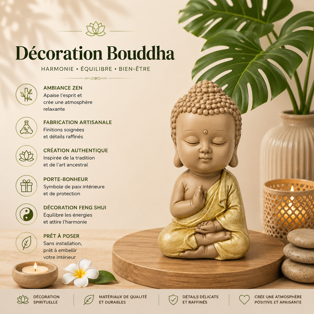 Statuette Bouddha toge jaune (5,5x4,7x10,5 cm)