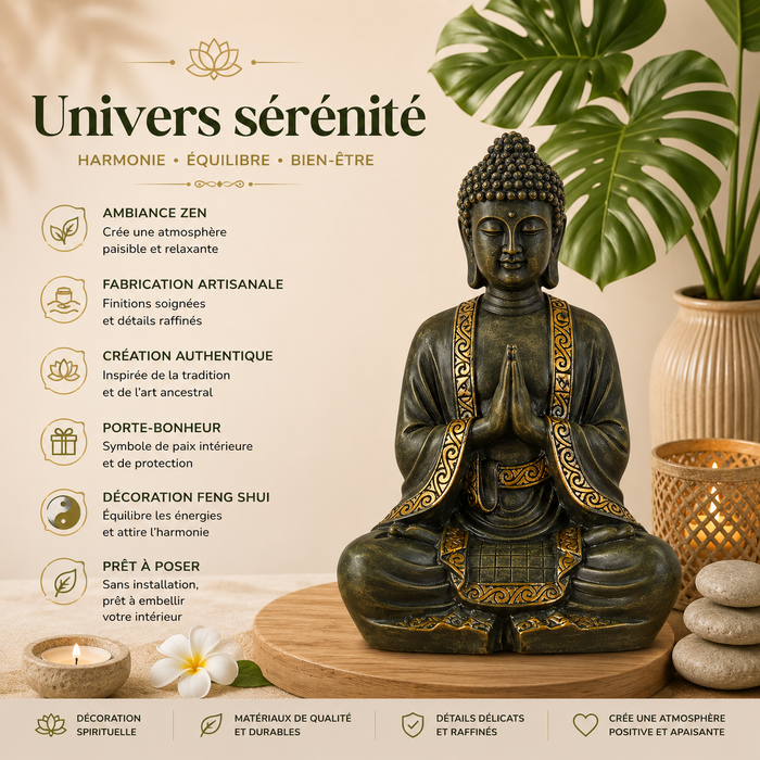 Grande statue Bouddha méditation (23x16x38 cm)