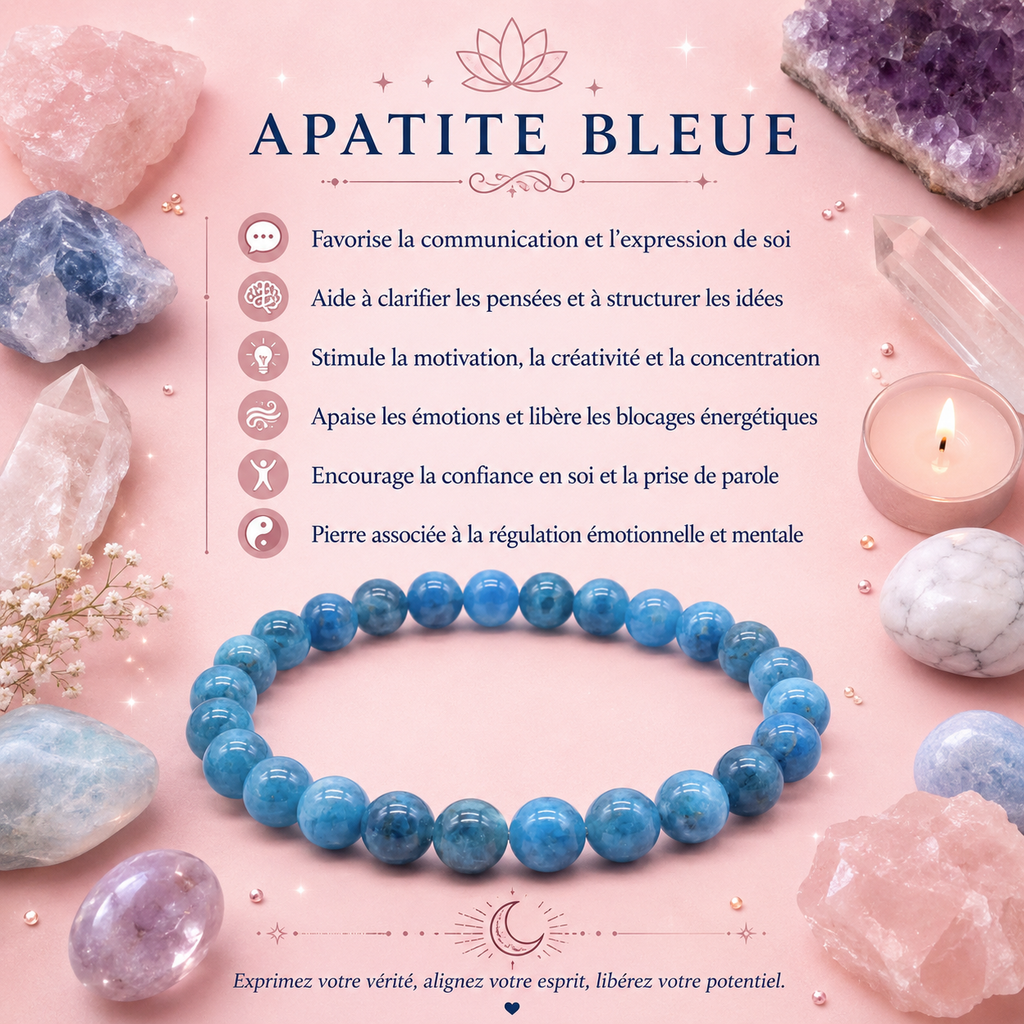 Bracelet Apatite AAA – Perles 8 mm