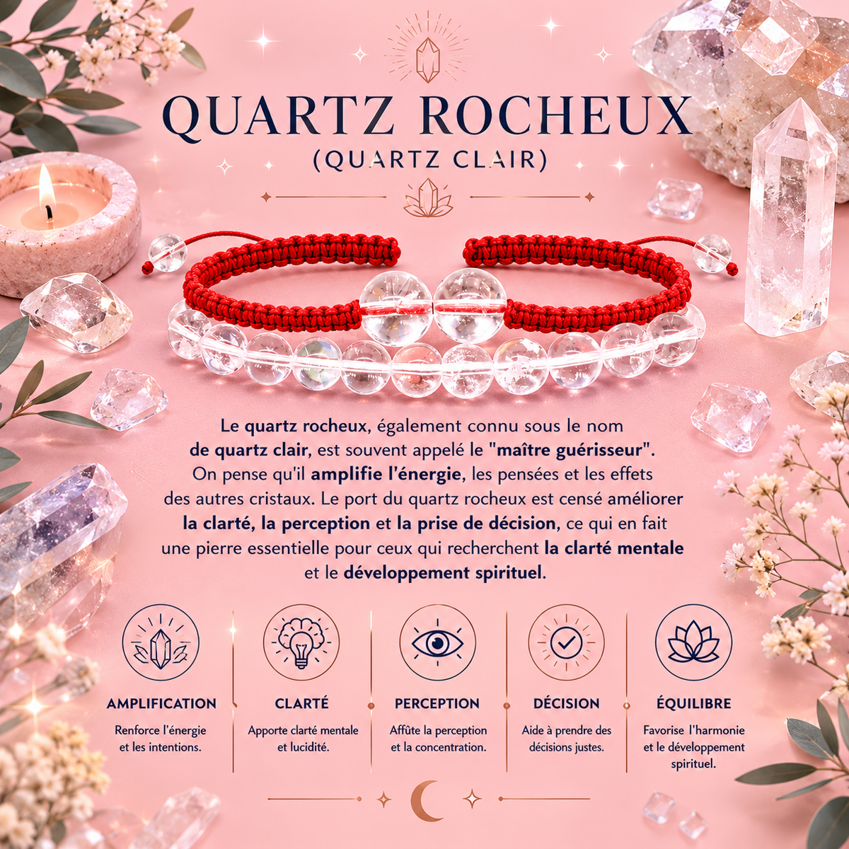 Bracelets double puissance avec pierres précieuses - Quartz de roche