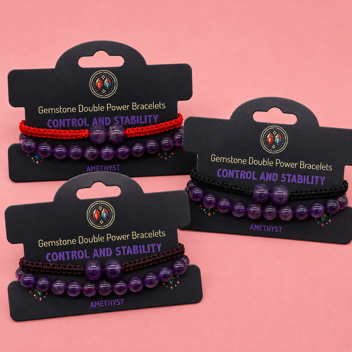 Bracelets double puissance avec pierres précieuses - Améthyste