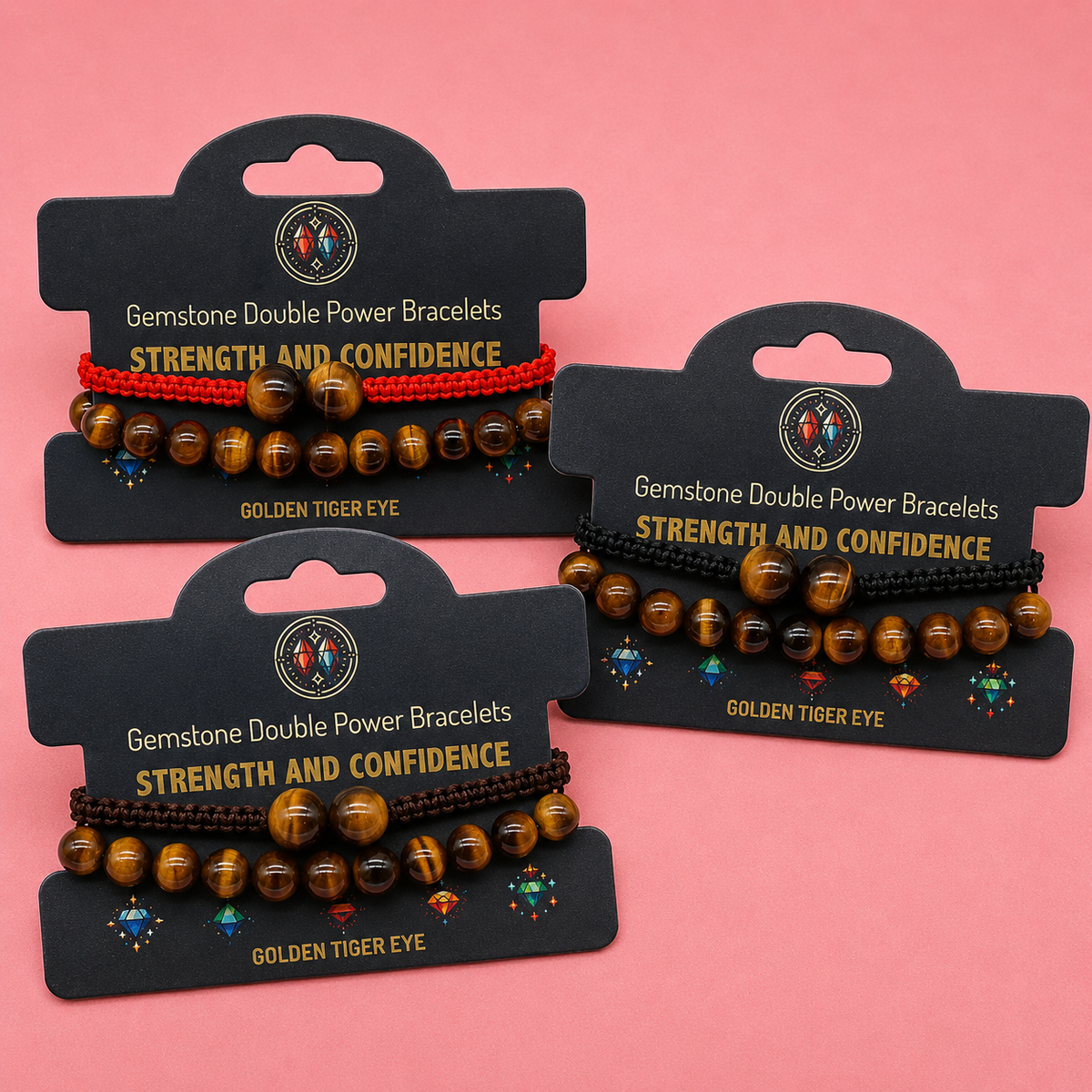 Bracelets double puissance avec pierres précieuses - Œil de tigre