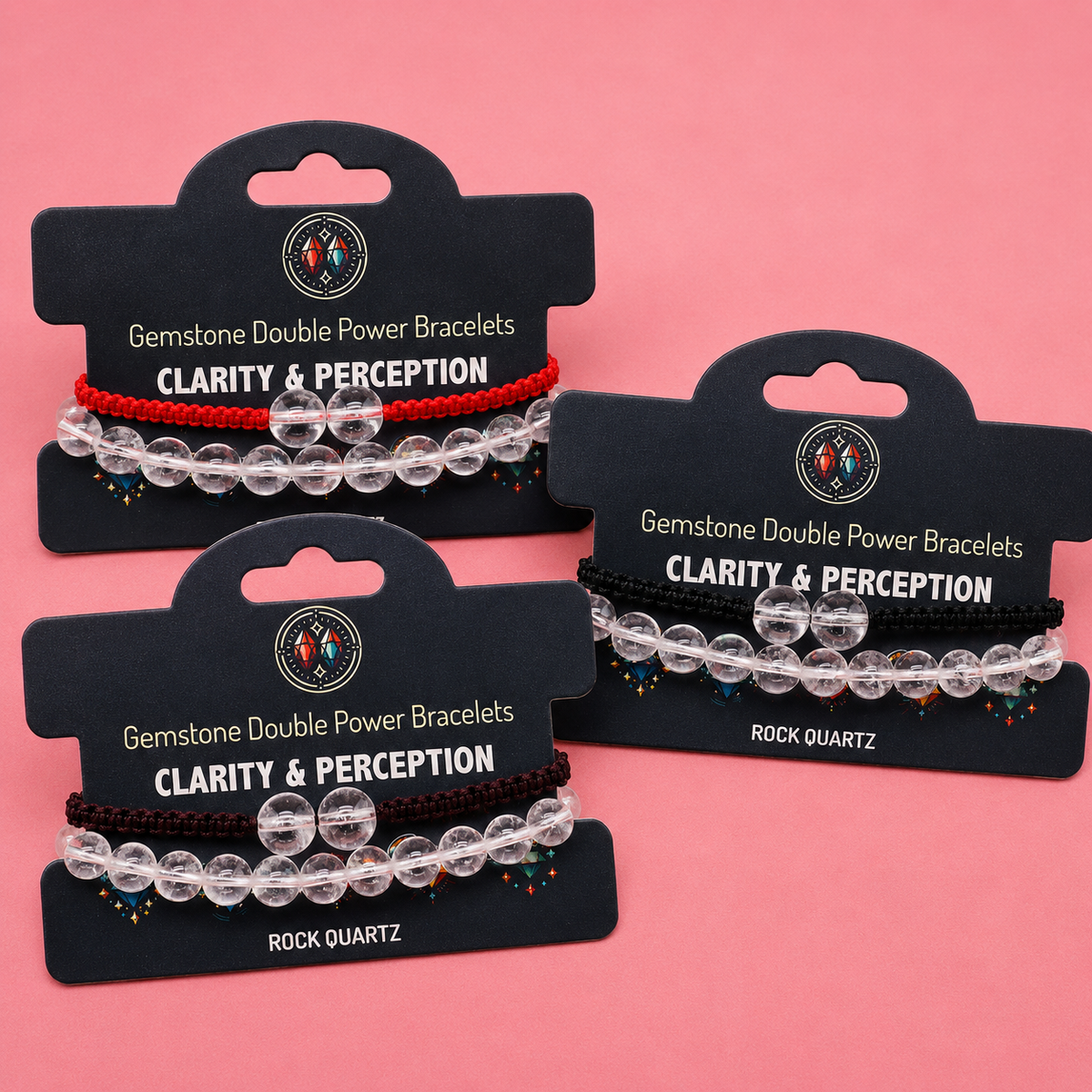 Bracelets double puissance avec pierres précieuses - Quartz de roche