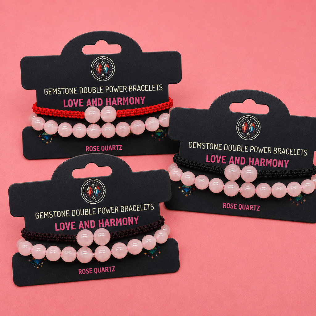 Bracelets double puissance avec pierres précieuses - Quartz rose