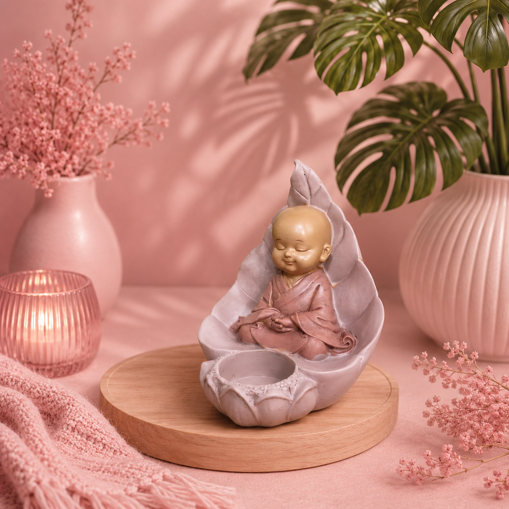 Statuette Bouddha bougeoir (10,5x11x13,5 cm)
