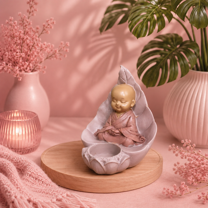 Statuette Bouddha bougeoir (10,5x11x13,5 cm)
